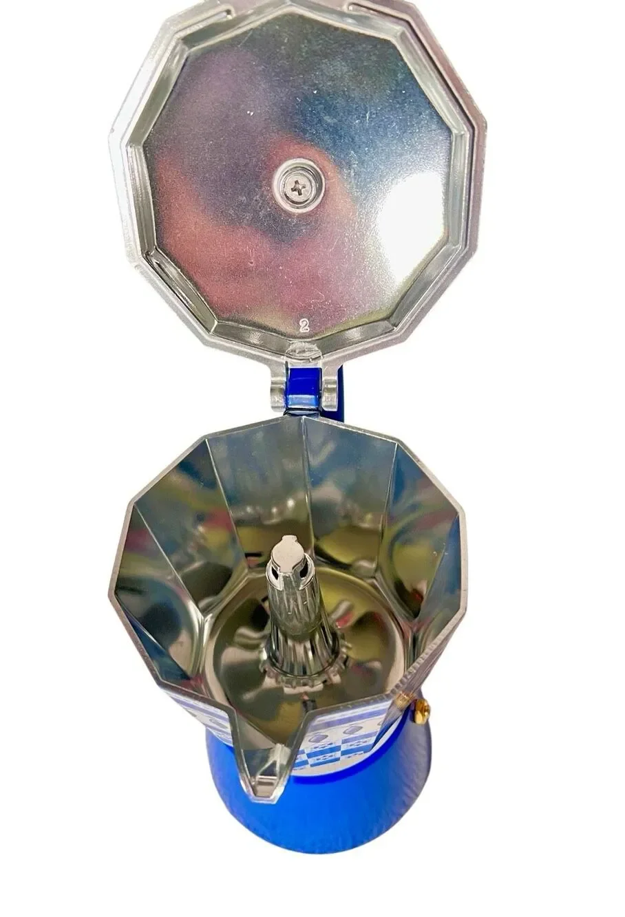 Brandani Italian Coffee Maker Moka Pot Blue Majolica Aluminum 6 Cup Espresso NEW
